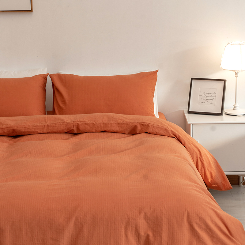 Plums all cotton pure colour four pieces of glutinous cotton gge pattern jacquard quilt cover sheet pure cotton bedroom Jane about double bed for use