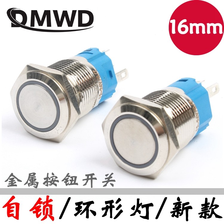 16mm metal button switch self lock lamp circular LED indicator lamp waterproof 3V6V12V24V220V device