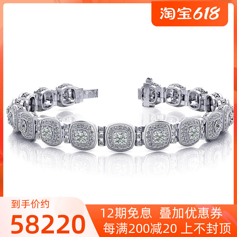 18K gold full drill group inlaid with diamond handmade female square round light and luxurious temperament full drill bracelet wrist-care customization