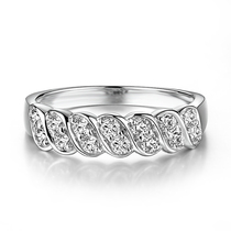 18K gold courting wedding diamond ring platoon ring dress ring female double row drill ring platinum diamond ring female stack