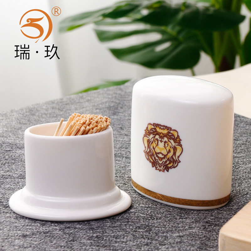 Atmospheric Upper Class Domestic Bone Porcelain Toothpick Cylinder Toothpick Bucket Toothpick Holder toothpick Toothpick Cotton Stick Storage Box