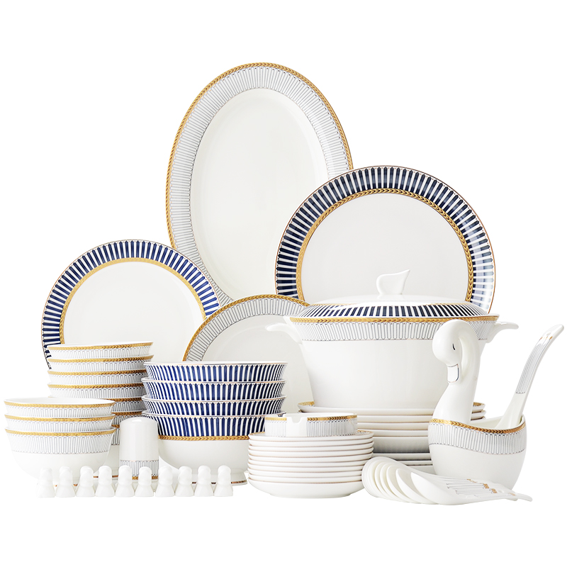 Tangshan ipads porcelain tableware suit dishes European - style 10 people with dish bowl suit western - style porcelain tableware suit the dishes