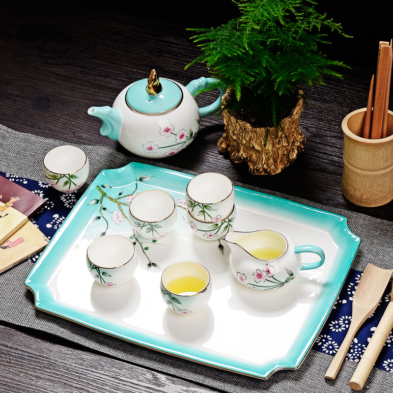 Handwritten Chinese tea sets, small household teapot sitting room creative ipads China tea set gift box afternoon tea tea set