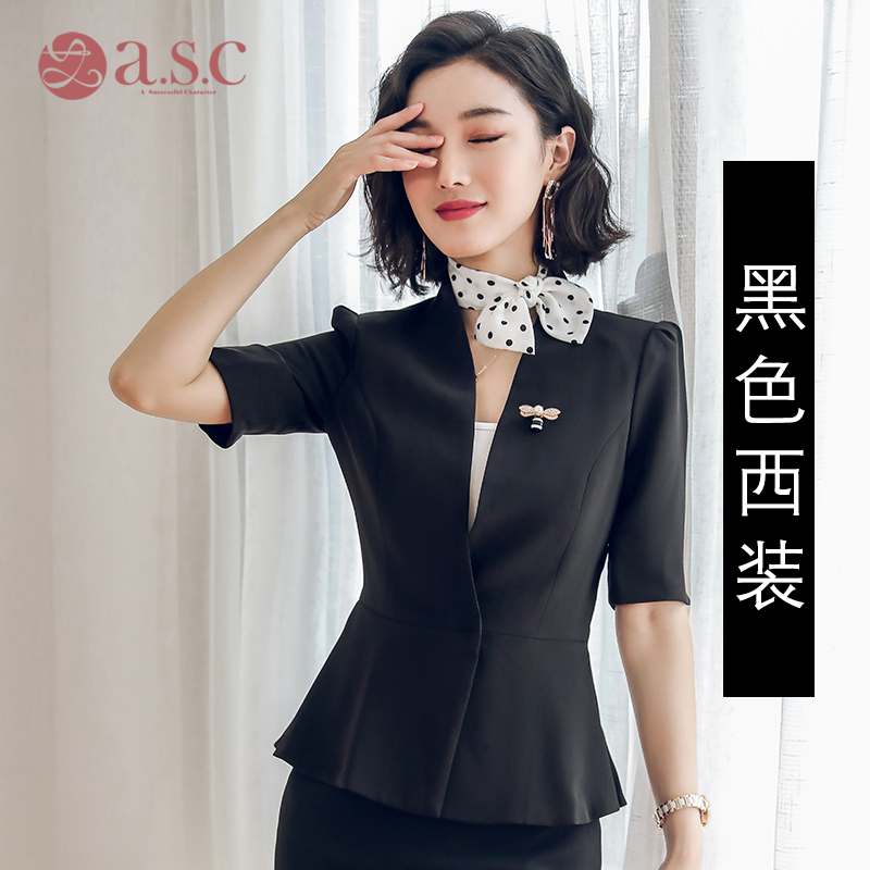 thời trang mùa hè phụ nữ trang phục của Professional ngắn tay đồng phục váy new hotel khí Quầy lễ tân phục bảo hộ lao động của phụ nữ