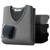 Septwolves mens thermal underwear set plus velvet thickened bottoming top cotton sweater mens autumn clothes and autumn trousers winter