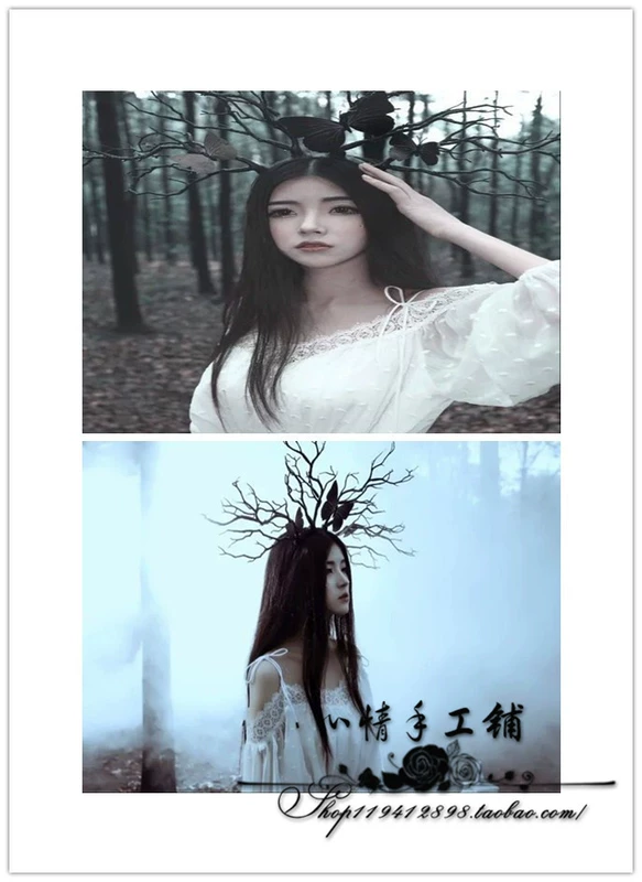 Forest Forest Fairy Fan Christmas Party Carnival Elk Horn Headband Trang sức Dark Sở Witch Tree Mũ nón