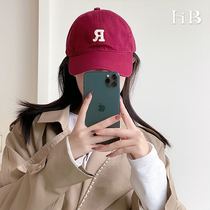 Marine blue solid color Big Head letter baseball cap female bent eaves Korean version simple Joker casual soft top duck tongue hat