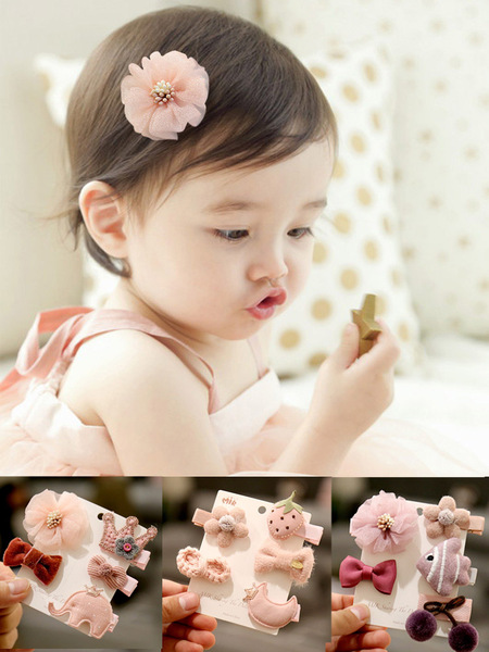 Milk Tea Color Small Flower Baby Cute Fetal Hair Clip Hair Accessories