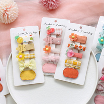 Baby hairclip cute mini bow fruit bbclip five-piece set Princess baby hair card does not hurt hair girl