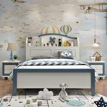 Mediterranean childrens bed boy wind wheel single bed 1 5 meters child double bed 1 2 meters with drawer combination set