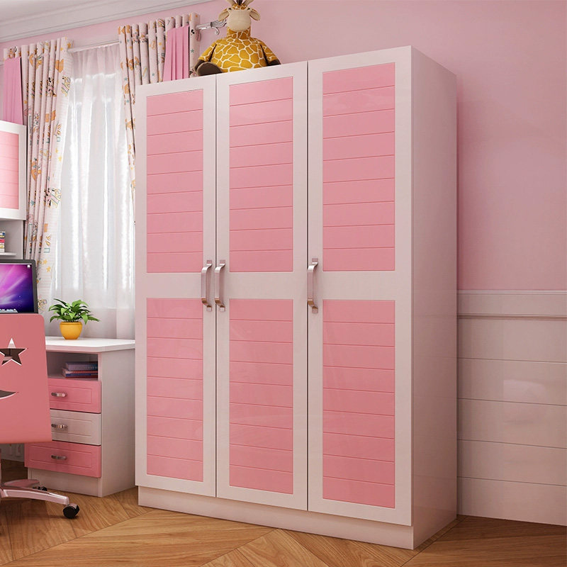 Teen three-door wardrobe Children's wardrobe Children's pink wardrobe Blue wardrobe Boy girl simple wardrobe