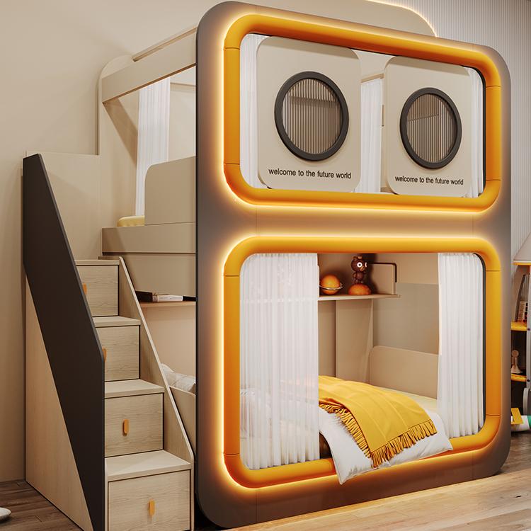 Children's Bunk Bed, High and Low Beds for Siblings, No Disturbance, Treehouse, Space Capsule, Bunk Bed, Double-Decker Bed, No Disturbance, Parent-Child Bed