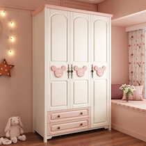 Nordic childrens wardrobe three-door wardrobe home bedroom girl childrens room storage storage small wardrobe wooden cabinet