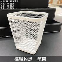 IKEA IKA office supplies pen holder round pen barrel simple fashion desktop storage Silver 2-piece steel