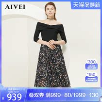 AIVEI chuanqiu new mall with shoulder print high waisted dress L7100904