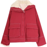 Красная осенняя демисезонная бархатная ретро куртка, 2020, свободный крой