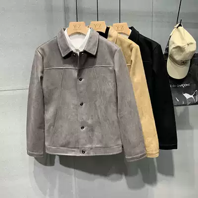 Autumn and winter Tide men's deer leather jacket jacket men Korean youth casual lapel small coat fashion wild coat men