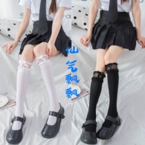 Lace mid-tube socks bow white velvet jk Japanese thin style college style calf socks female Mary Jane shoes socks