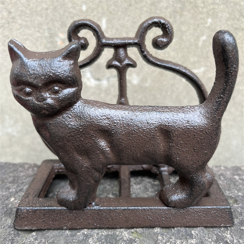 Cast iron cat paper towel rack retro wrought iron napkin rack home hotel restaurant recipe rack desktop decoration