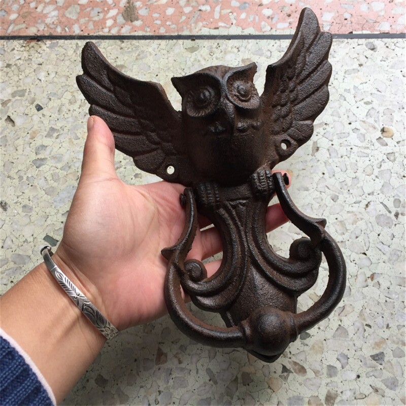 Retro owl door knock cast iron wrought iron door buckle European-style animal villa home door decoration wall decoration groceries