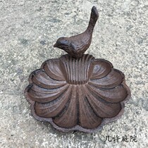 Eurostyle retro cast-iron feeding bird with iron art bird food basin Bathbasin Bathbasin Birch shells Courtyard Garden Pendulum