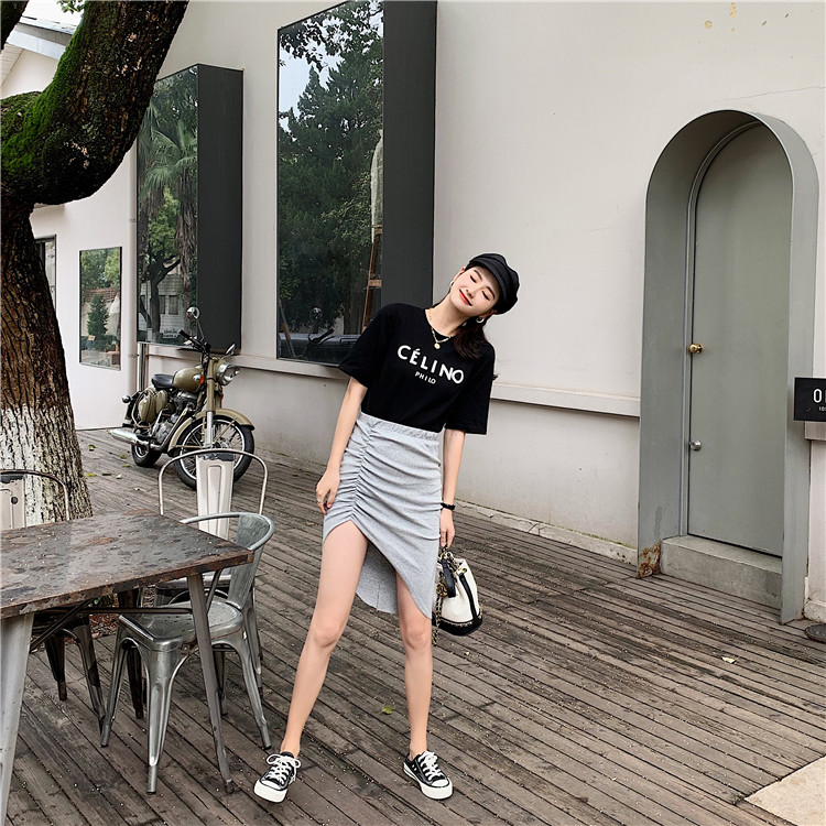 DABI 韓國學院風收腰顯瘦不規則裙套裝短袖裙裝 DABI 韓國學院風收腰顯瘦不規則裙套裝短袖裙裝