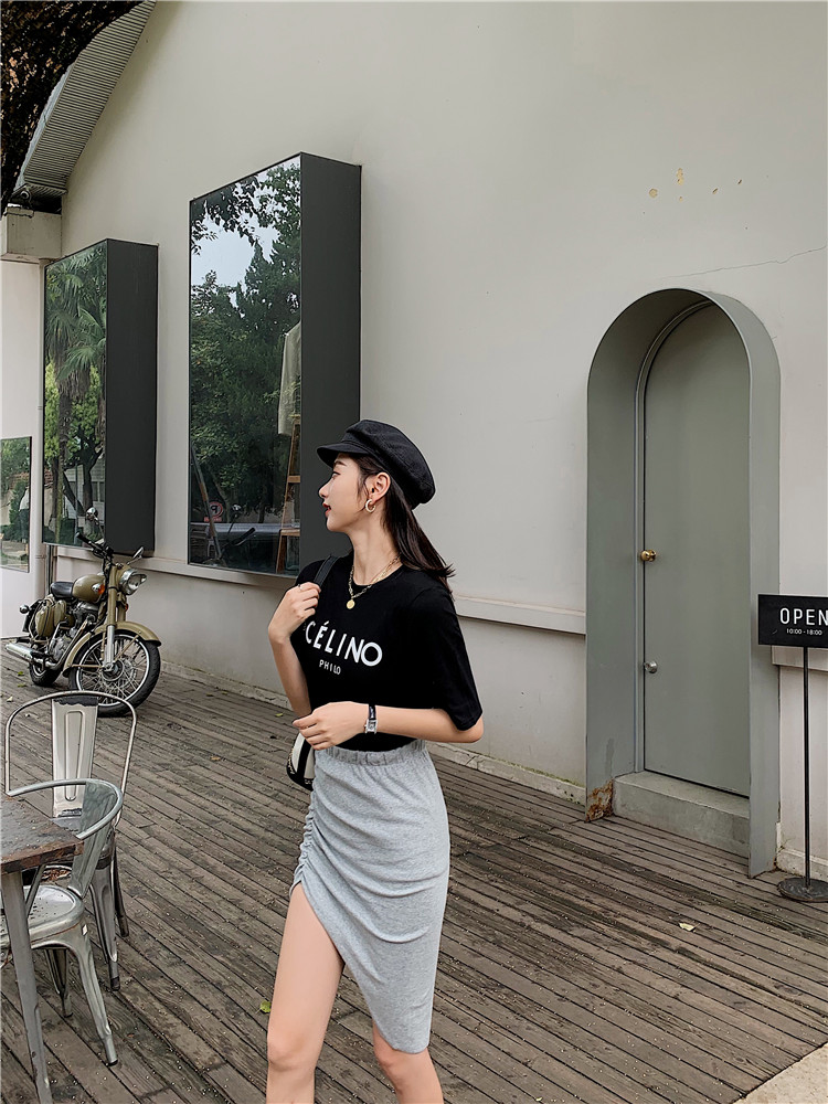 DABI 韓國學院風收腰顯瘦不規則裙套裝短袖裙裝 DABI 韓國學院風收腰顯瘦不規則裙套裝短袖裙裝