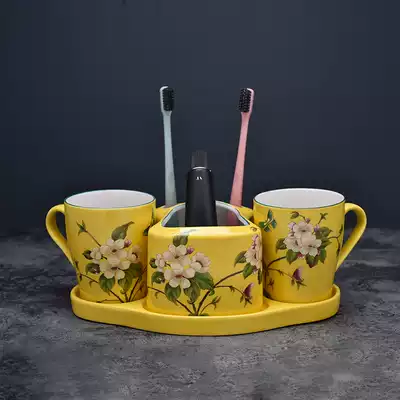 American wedding gift creative ceramic bathroom powder room bathroom four-piece set Couple washing and brushing set