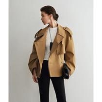 Personality sled liquid ammonia after ammonia whole incl. wrinkled long suede cotton bungled waist dummy Two-turned-collar short wind coat jacket