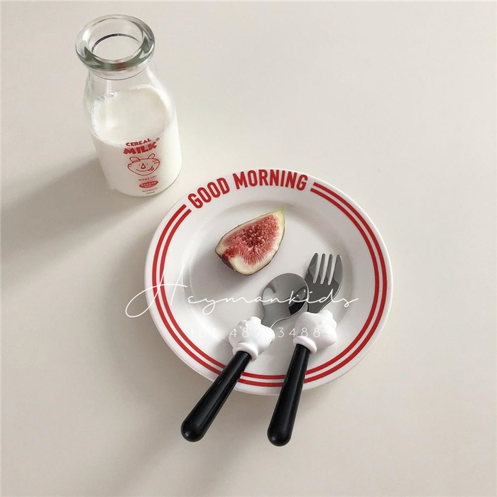 heymankids｜American Disney Mickey hand-shaped children's stainless steel fork and spoon set tableware for adults