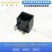 RJ45 18 3 full plastic 58 all-plastic Ethernet mother seat network connector 8 feet black plastic 15 * 18