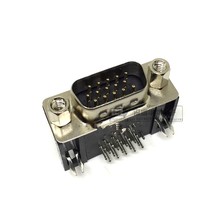 DR15P HDR15 female head bend hole three rows of 15-pin VGA socket 90 degree bend foot welding plate male seat