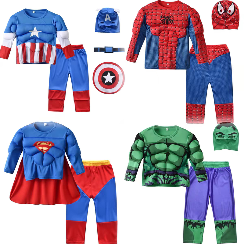 Children's Spider-Man Costume Performance Captain America Hulk Cosplay League of Legends Superman Halloween