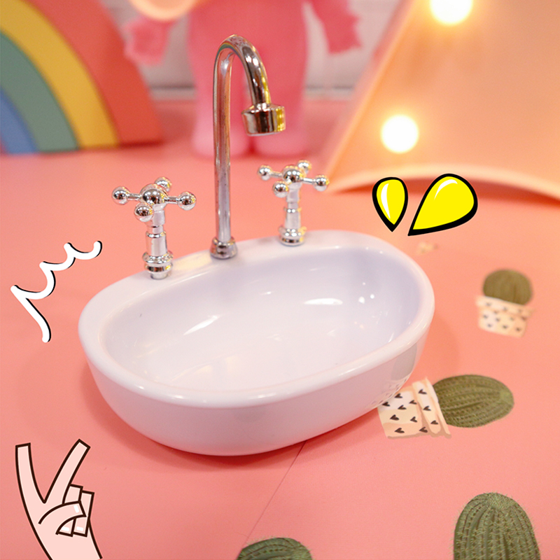 Girl heart pink desktop ornaments Mini soft girl decorations Room personality wash basin photo props