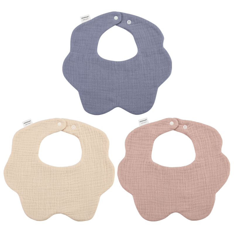 Nordic style new solid color 360 degree bib baby saliva towel pure cotton gauze children's saliva pocket baby bib
