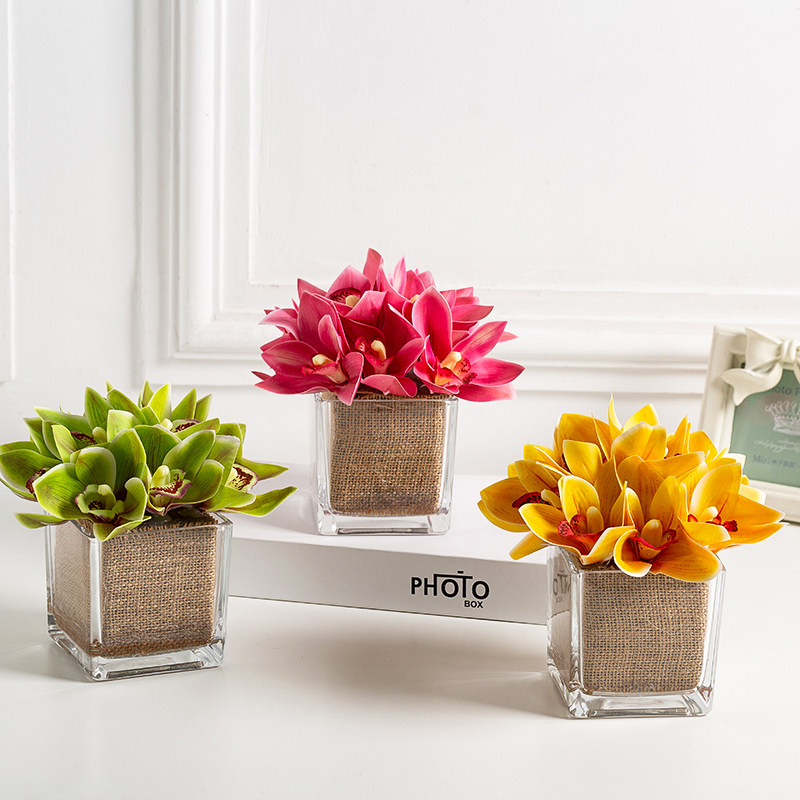 Simulation flower orchid ornaments high-quality silk flower table flower coffee table decoration dining table guest porch Nordic fake flower set