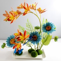 Simulation of butterfly orchid set swing piece of parlor dining room table fake desktop small pot decorative parts