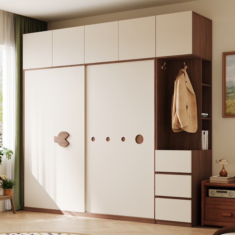 Enf Grade Small Fish Bubble Children's Sliding Door Wardrobe Small Apartment Bedroom Home Storage Cabinet Sliding Door Closet