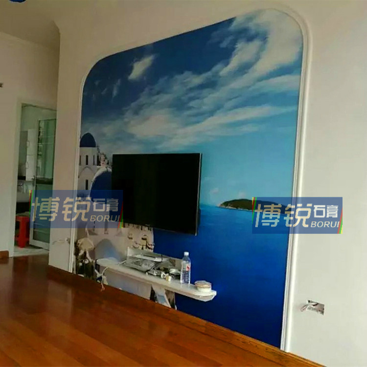 Mediterranean European-style plaster Line TV Background Wall Border Furnishing TV Wall Vaulted Frame Gypsum Line 3