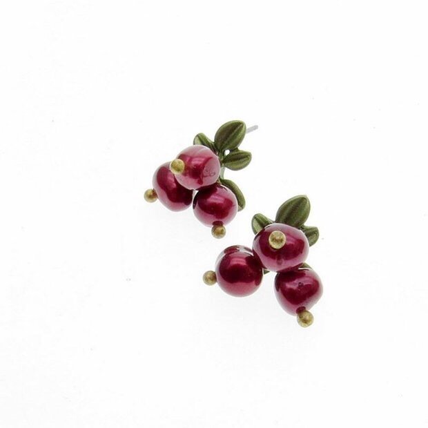 Cổ điển ba chiều cranberry tự nhiên ngọc trai nước ngọt vỏ màu xanh lá cây sơn trâm tai kẹp ear studs