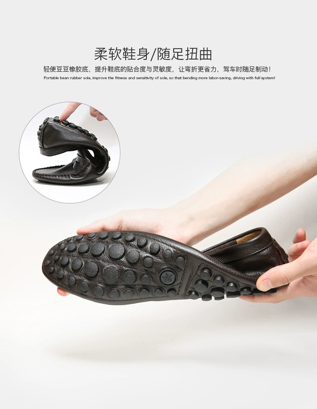 Giày Nam 2023 Phong Cách Mùa Xuân Giày Beanie Nam Da Thật Phiên Bản Hàn Quốc Giày Lười Slip-on Giày Lười Thoáng Khí Lái Xe Hợp Thời Trang