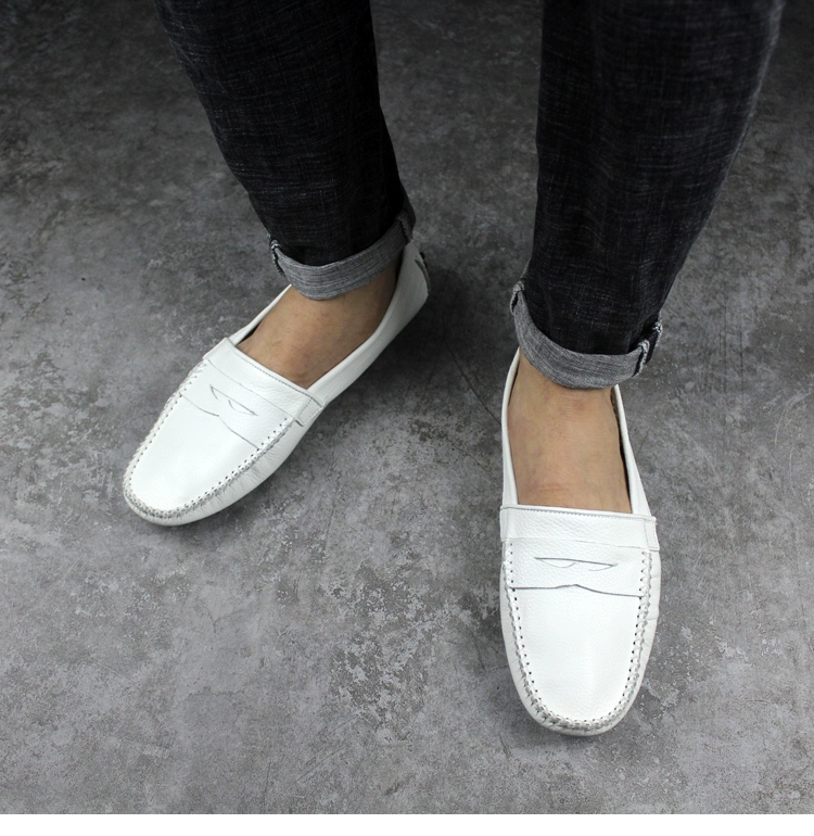 Giày Nam 2023 Phong Cách Mùa Xuân Giày Beanie Nam Da Thật Phiên Bản Hàn Quốc Giày Lười Slip-on Giày Lười Thoáng Khí Lái Xe Hợp Thời Trang