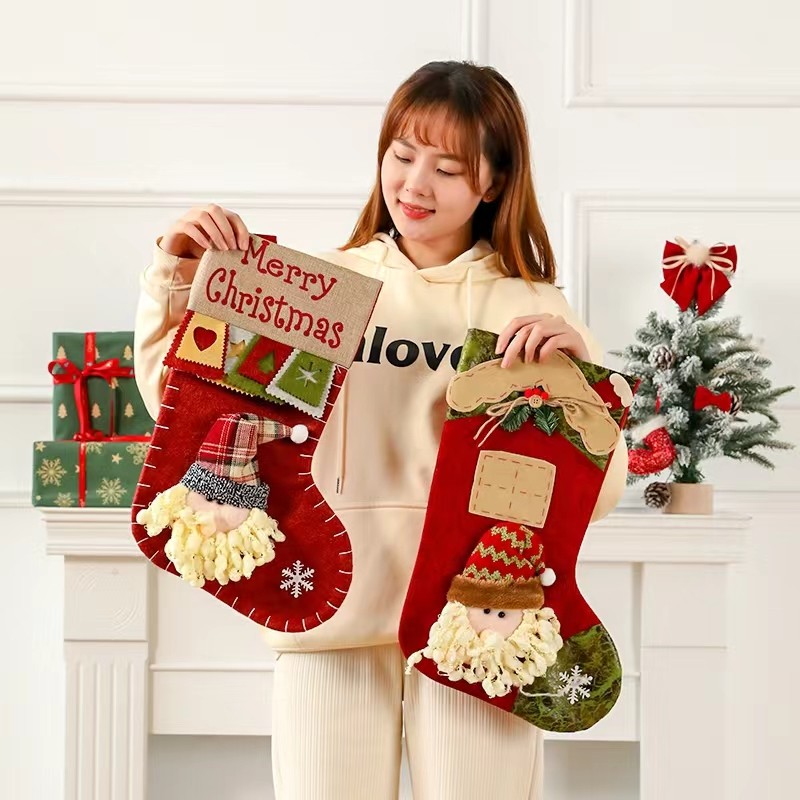 Christmas Socks Gift Bag Big Santa Candy Bag Children Gift Bags Christmas Tree Creative Shop Window Pendant-Taobao