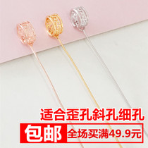 Hanging buckle Jade button oblique pin buckle S925 sterling silver DIY accessories Jade Buddha Guanyin oblique hole thin hole