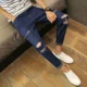 Hàn Quốc quần ulzzang nam lỏng lỗ Nhật Bản phong cách Harajuku quần jean bf cỡ nhỏ les đẹp trai t chín quần quần dài nam