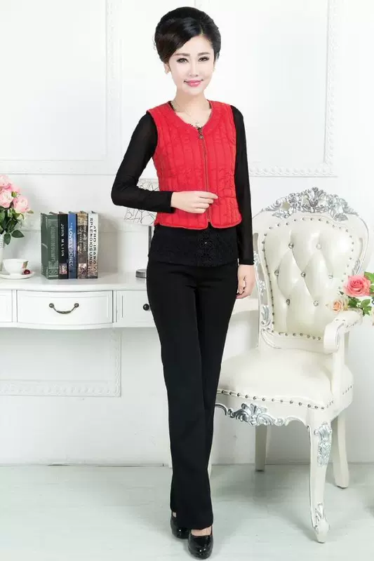 Phụ nữ trung niên và già xuống áo cotton ngắn đoạn mùa thu và mùa đông thời trang nữ