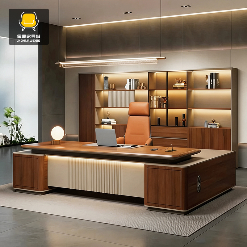 New Chinese-Style North American Black Walnut Solid Wood Office Desk, Simple Modern Executive Desk, L-Shaped Office Boss Desk