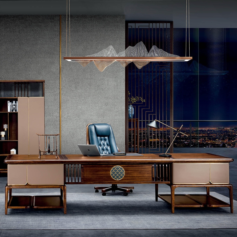 New Chinese style solid wood desk simple boss desk executive desk modern Zen light luxury president desk furniture customization