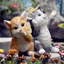 Kindergarten Lawn Balcony Garden Decorated Patio Placement Cute Kitty Swing Piece Solar Light Outdoor Creative Light