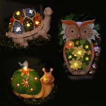 Solar Courtyard Lamp Resin Handicraft Utortoise Snail Owl Owl Courtyard Swing with garden View lamp Animal lamp